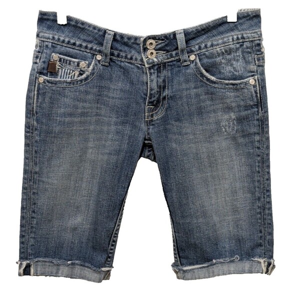 Miss Me Pants - Miss Me Jeans Shorts 27 Distressed  RN112560 Blue Denim Flap Back Pockets